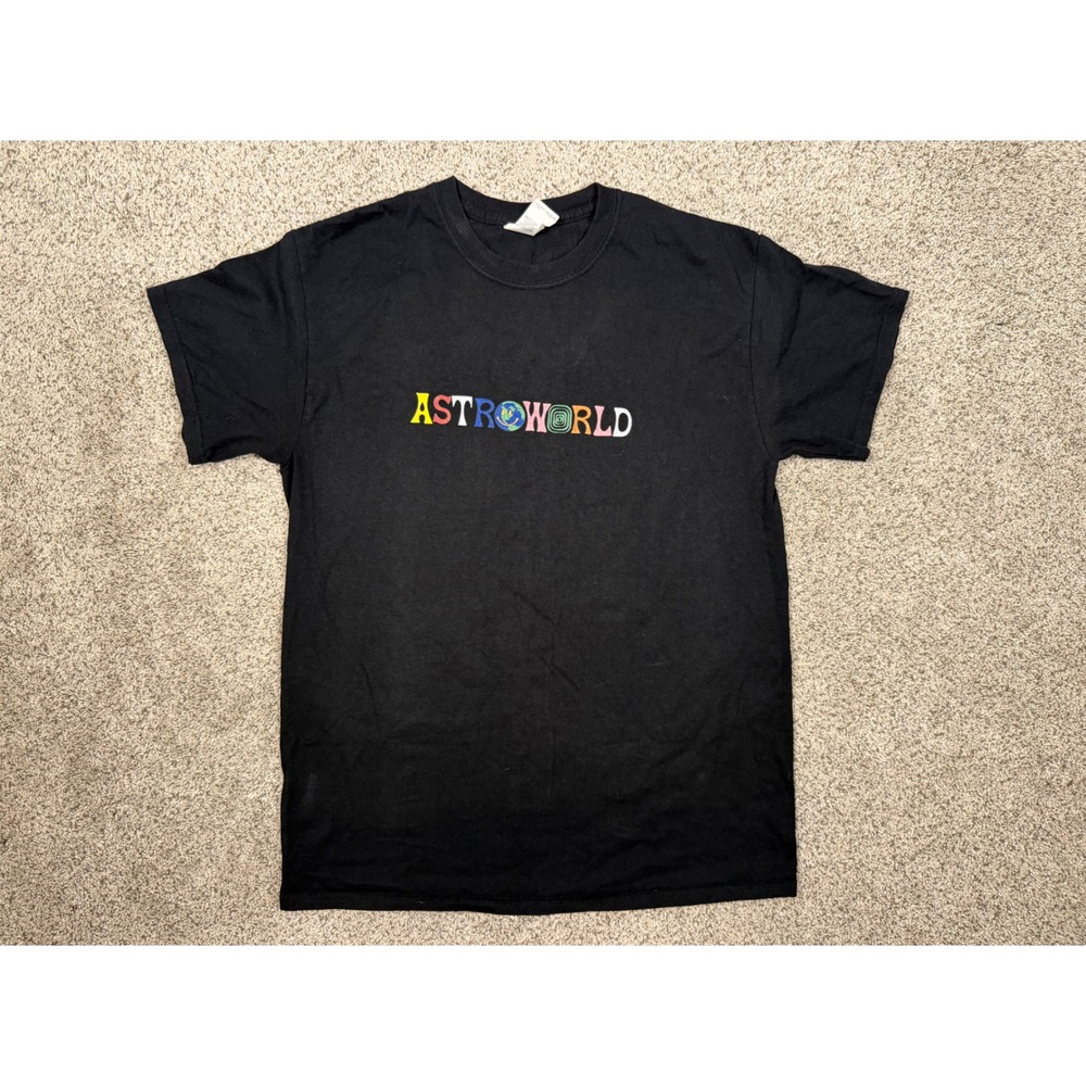 Travis Scott T-Shirt Astroworld Wish You Were Here Size M Black Tour Merch Tee